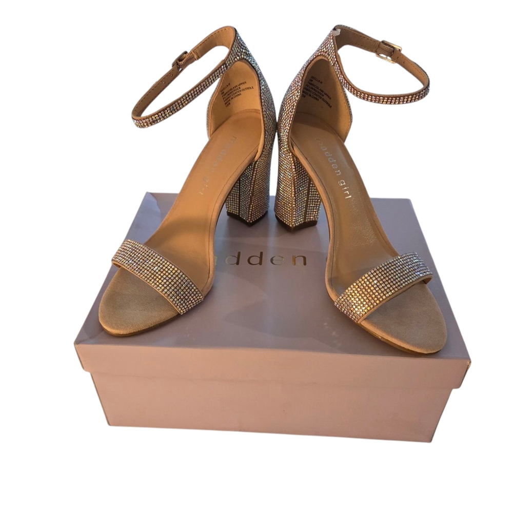 Steve Madden Bella Blush Champange Gold Women's Heeled Sandals Size 6 US